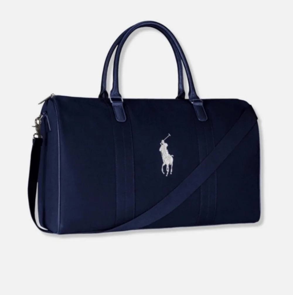 Polo by Ralph Lauren Navy Canvas Duffel Gym Travel Bag New, Check Handles!